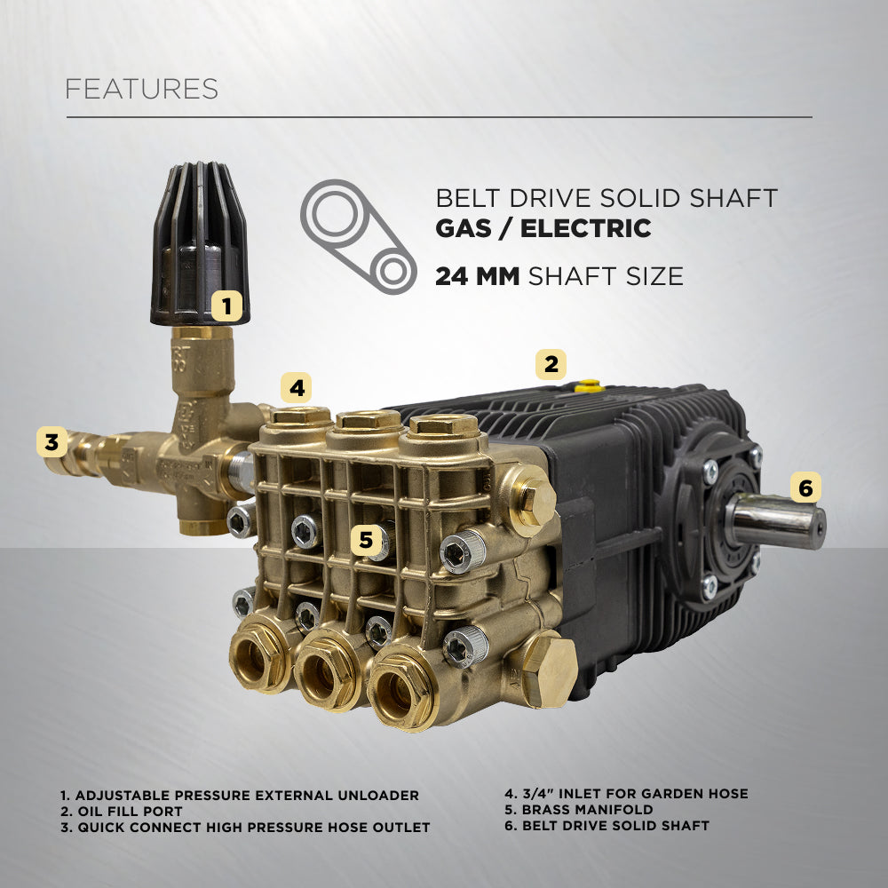 Centurion P10 Belt Drive Triplex 4100 PSI 8.5GPM Pressure Washer Pump - 85.129.171B