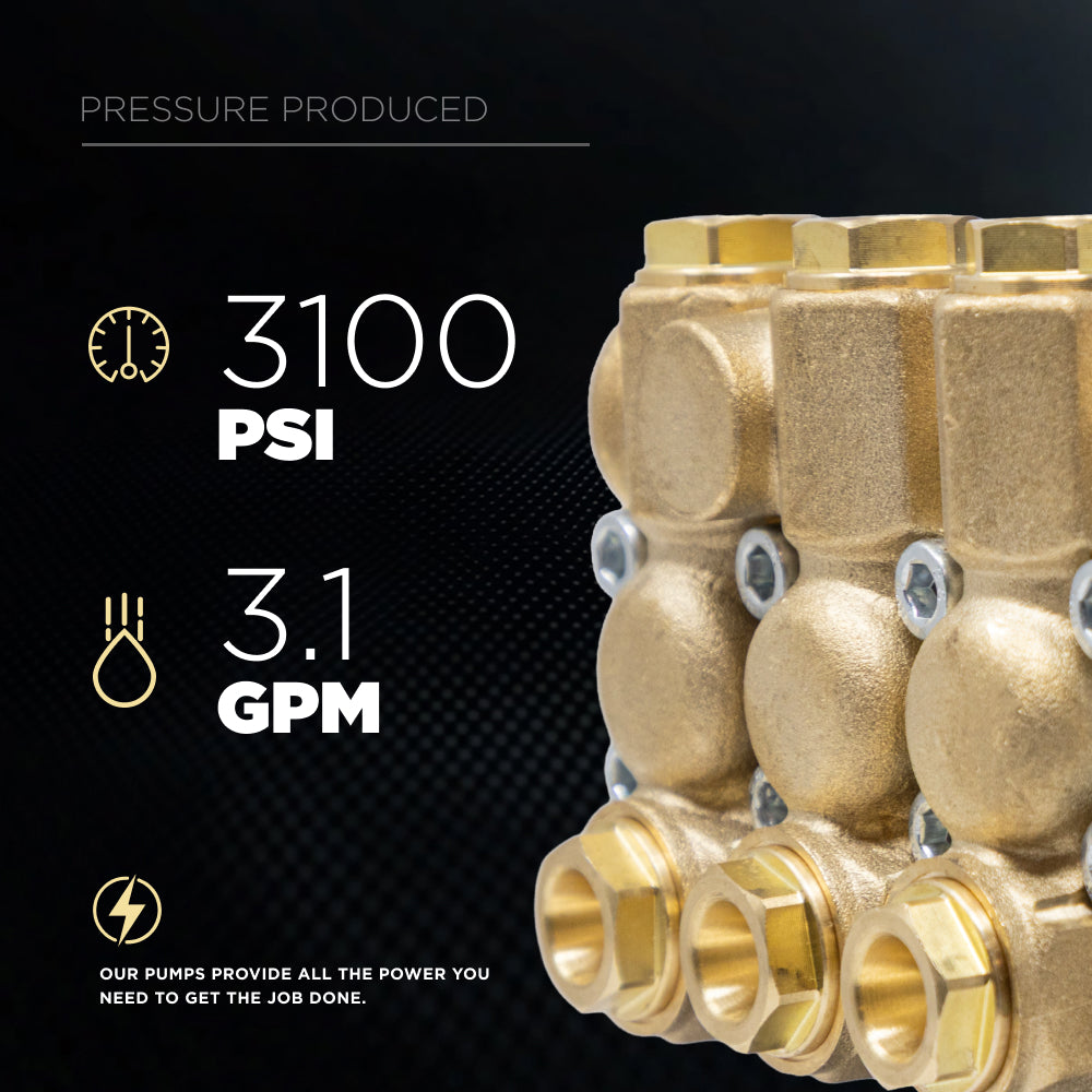 Centurion P3+ Belt Drive Triplex 3100 PSI 3.1 GPM Pressure Washer Bare Pump – 85.120.105B