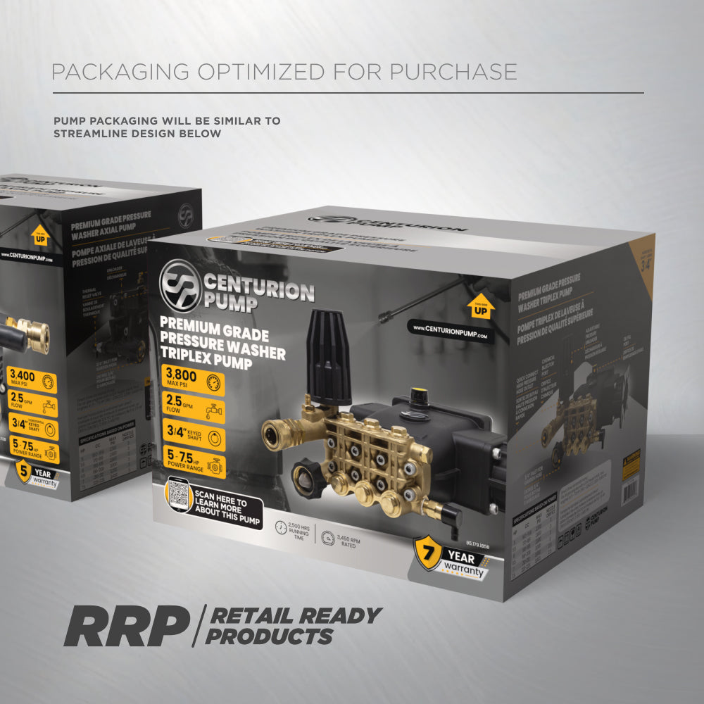 Centurion P4+ Direct Drive Triplex 4400 PSI 4.2 GPM Pressure Washer Bare Pump – 85.120.142B
