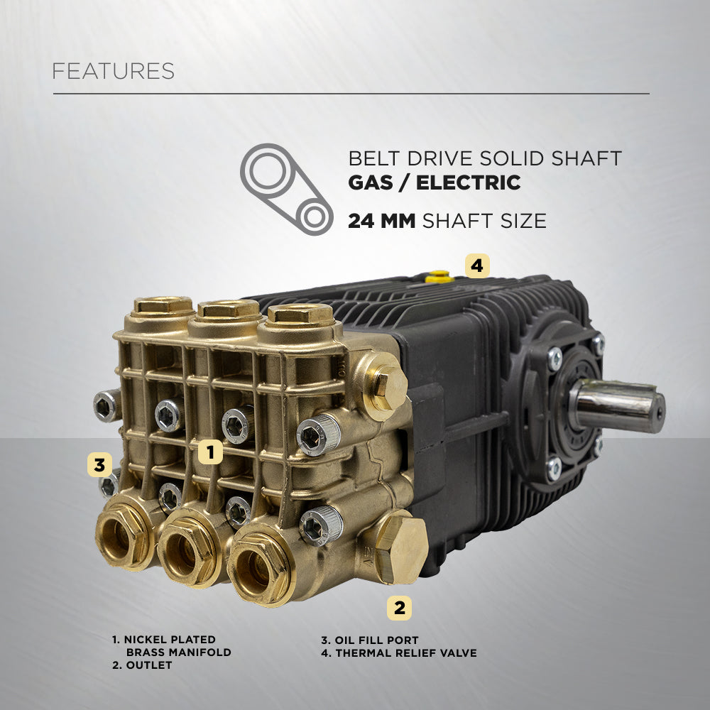 Centurion P10 Belt Drive Triplex 4100 PSI 8.5GPM Pressure Washer Pump - 85.129.171B